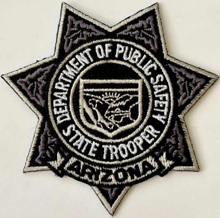 ARIZONA STATE TROOPER DEPARTMENT OF PUBLIC SAFETY BLACK / GREY BADGE PATCH - VELCRO.